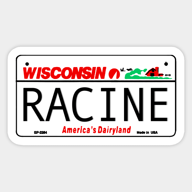 Racine Wisconsin License Plate Design Sticker by zsonn